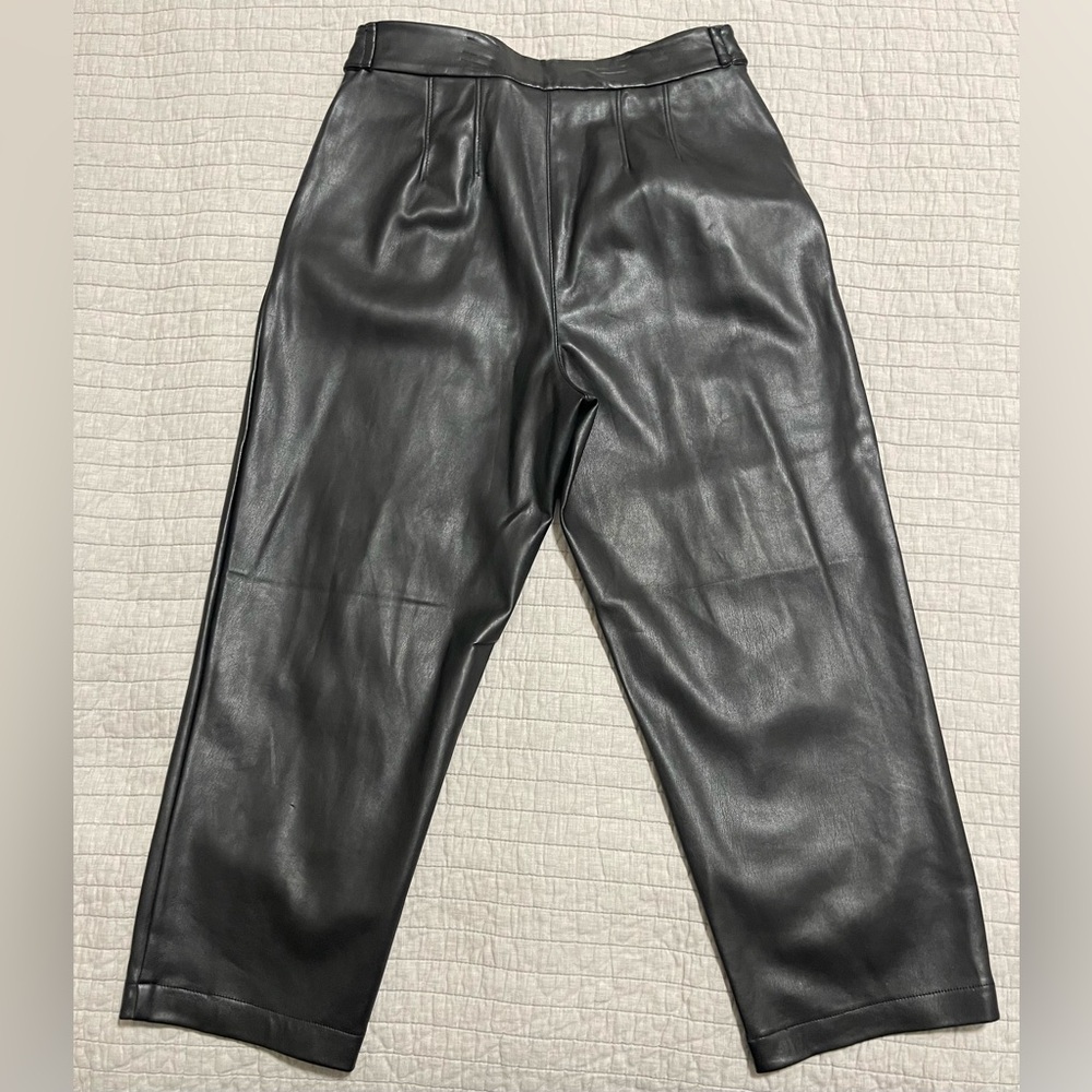 Loft Curvy Button Tab Slim Pants Faux Leather Size 2 - Picture 11 of 11